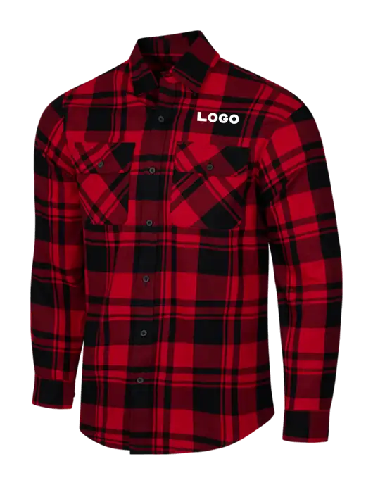 Red/Black Plaid Flannel Shirt w/Logo