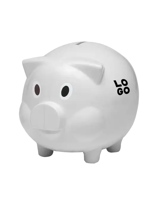 White Piggy Bank w/Logo