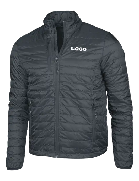 Dark Grey Puffy Packable Jacket w/Logo