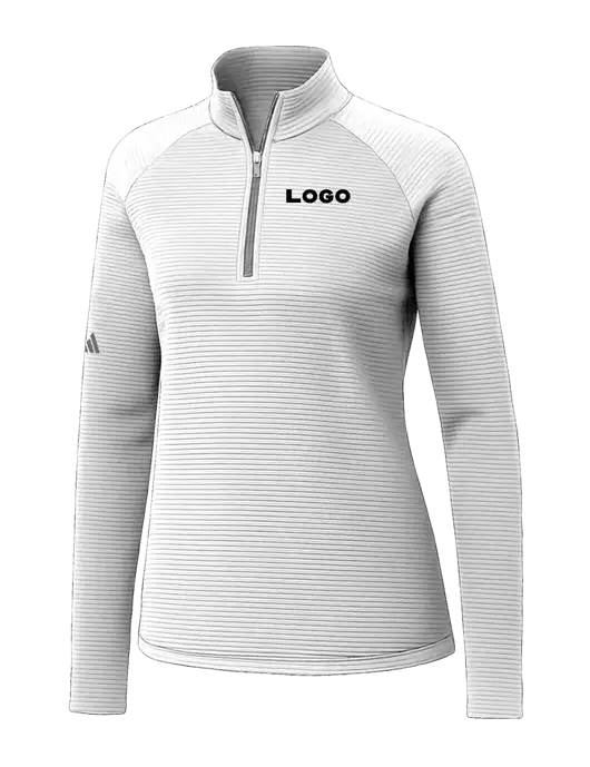 Adidas Womens White Spacer Quarter-Zip Pullover  w/Logo