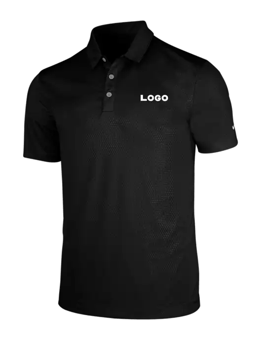 NIKE Black Dri-Fit Embossed Tri-Blade Polo w/Logo