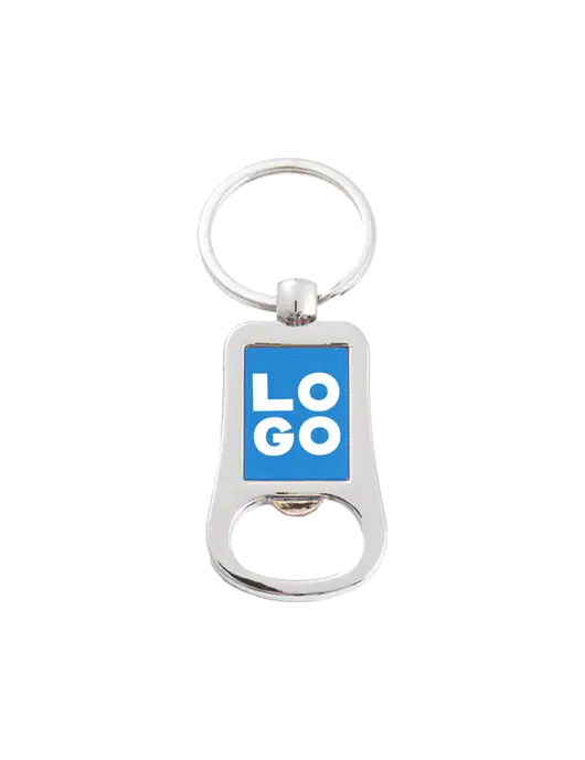 Silver & Blue Bottle Opener Keychain w/Logo
