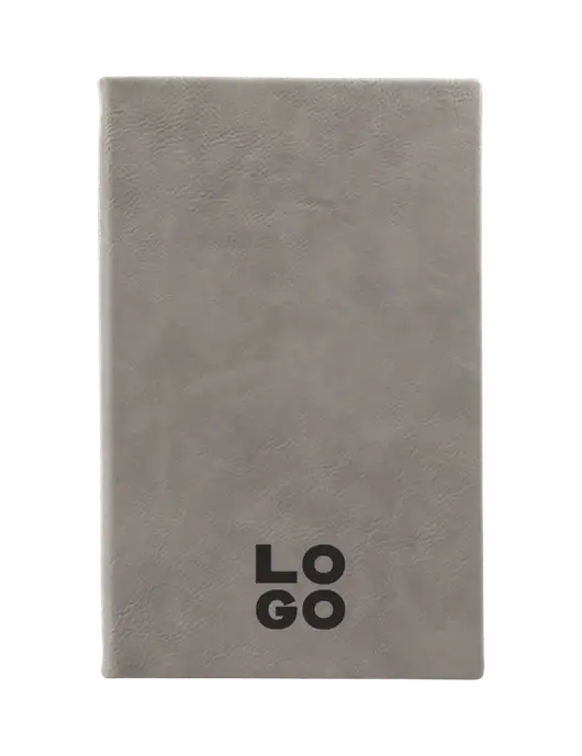 Grey Leatherette 5.25 x 8.25 Journal w/Logo