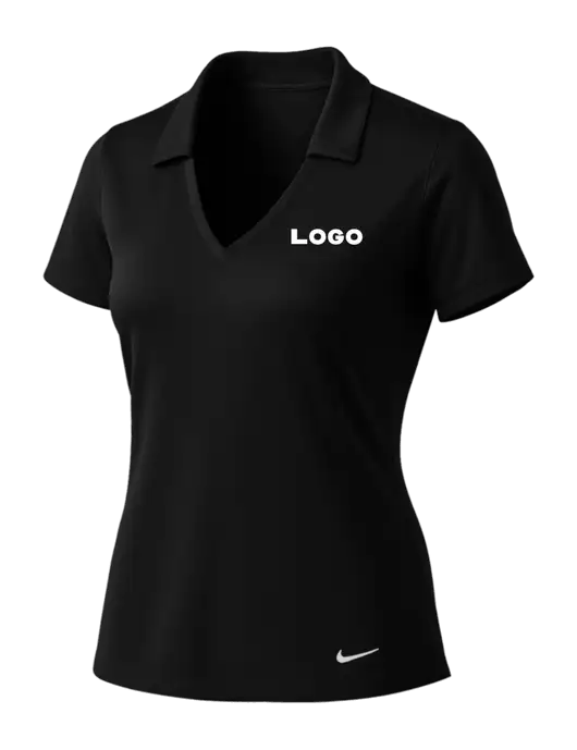 NIKE Black Womens Dri-Fit Vertical Mesh Polo w/Logo