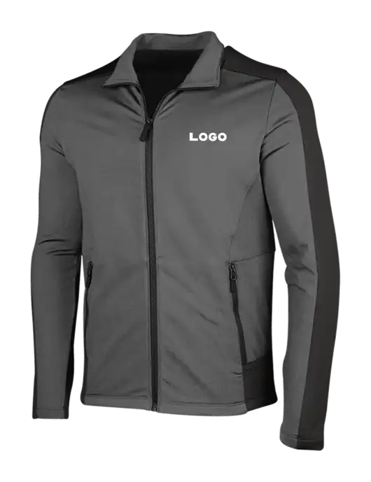 Medium Grey Heather Grid Fleece Jacket w/Logo