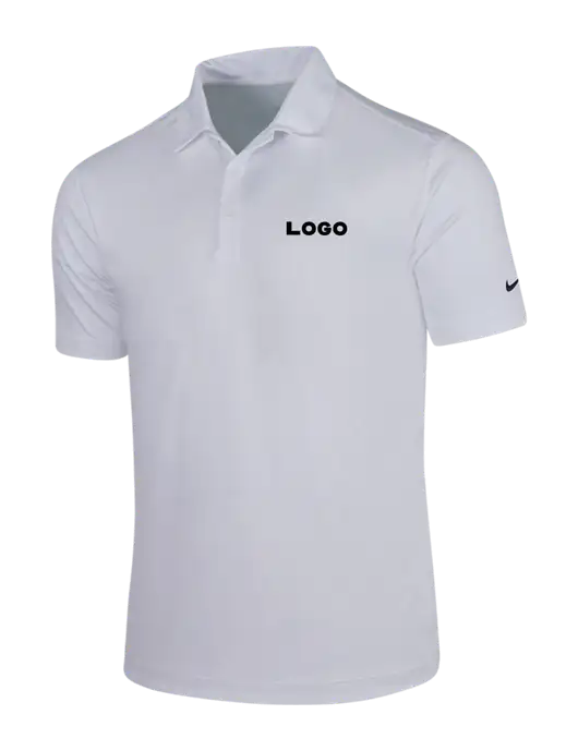 NIKE White Dri-Fit Vertical Mesh Polo w/Logo