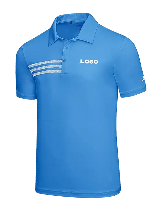 Adidas Carolina Blue 3 Stripes Chest Polo w/Logo