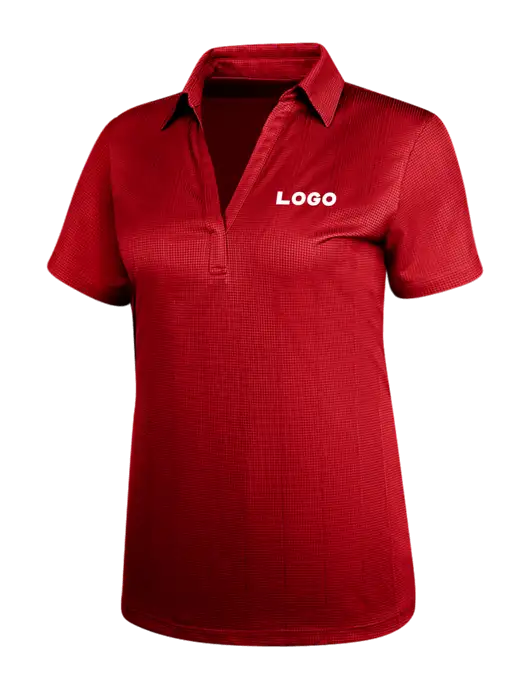 Red Womens Performance Fine Jacquard Polo w/Logo