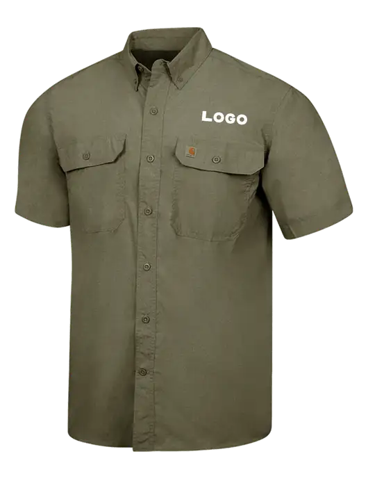 Carhartt Force Olive Green Solid Short Sleeve Shirt w/Logo