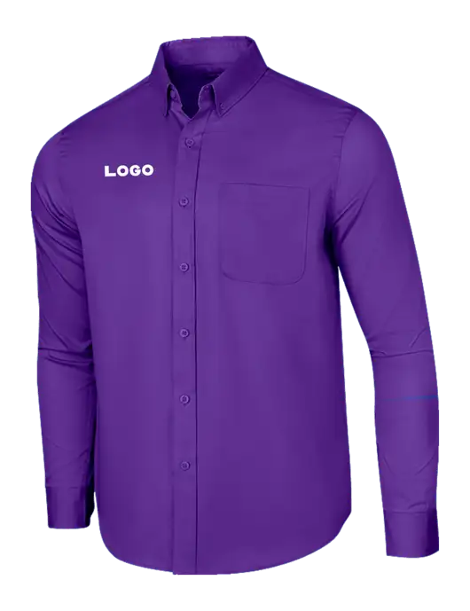 Long Sleeve Purple Superpro React Twill Shirt w/Logo