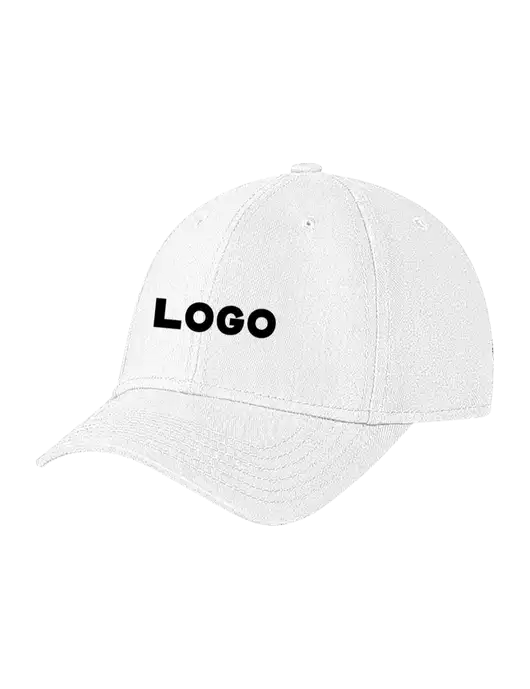 White Structured Soft Snap Closure Hook & Loop Cap w/Logo