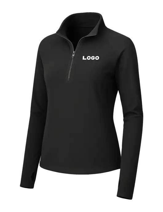 Womens Black Microfleece 1/2 Zip Pullover w/Logo