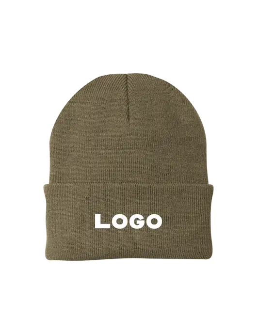 Dark Tan Knit Cap w/Logo