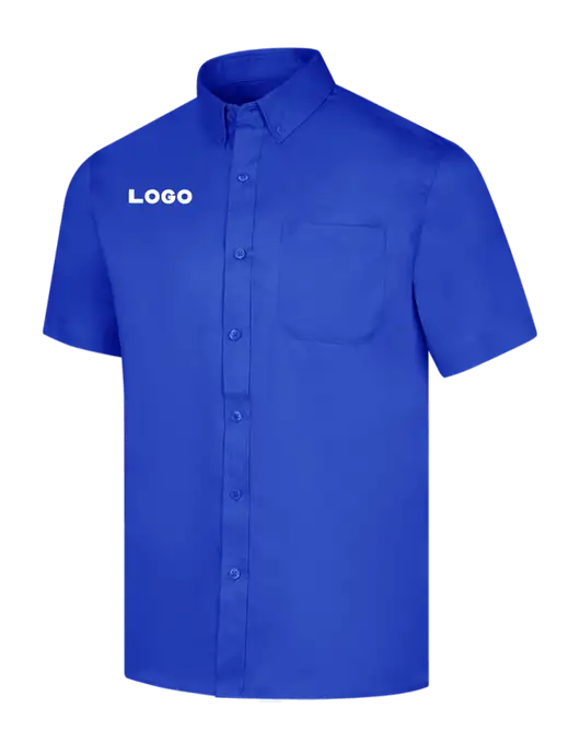 Short Sleeve Dark Royal Superpro React Twill Shirt w/Logo