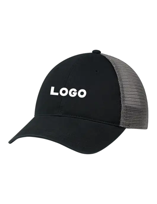 Richardson 111 Garment Washed Trucker Cap Black w/Charcoal Mesh w/Logo