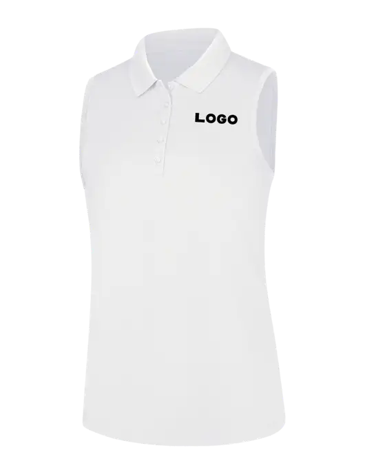 Womens White Dry Zone UV Micro-Mesh Sleeveless Polo w/Logo