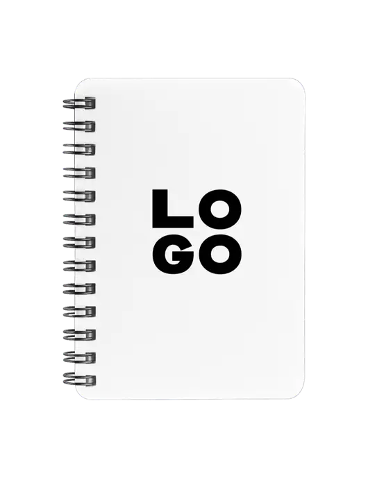 Sturdy White Hardcover Notebook, 5.25 x 7 w/Logo