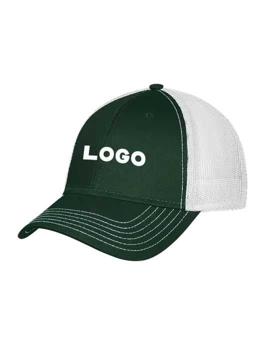 Dark Green/White Mesh Trucker Cap Snap Back w/Logo