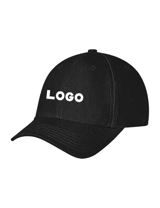 Black Structured Soft Snap Closure Hook & Loop Cap w/Logo