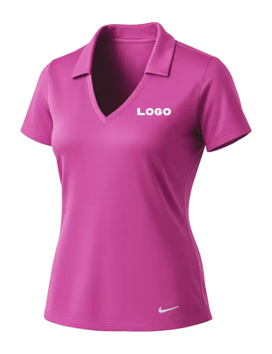 NIKE Pink Fire Womens Dri-Fit Vertical Mesh Polo w/Logo