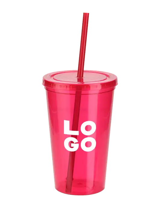 Sorrento Red 16 oz Tumbler with Lid & Straw w/Logo