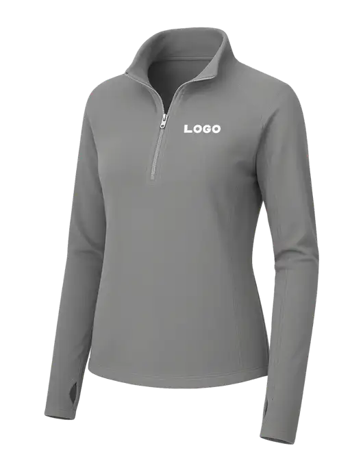 Womens Medium Grey Microfleece 1/2 Zip Pullover w/Logo