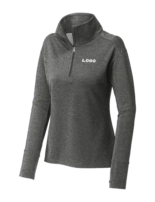 Womens Sport-Wick Flex Fleece Dark Grey Heather 1/4-Zip w/Logo