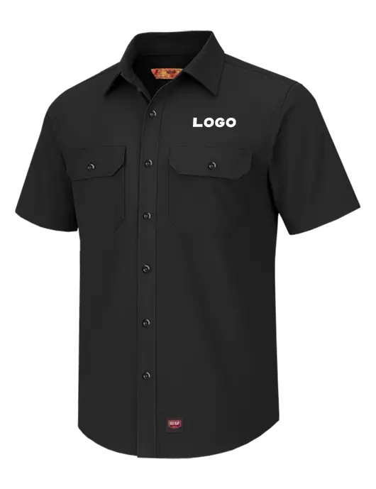 Red Kap Black Short Sleeve Solid Ripstop Shirt w/Logo
