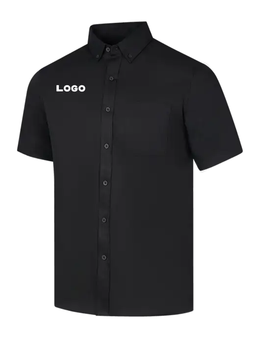Short Sleeve Deep Black Superpro React Twill Shirt w/Logo