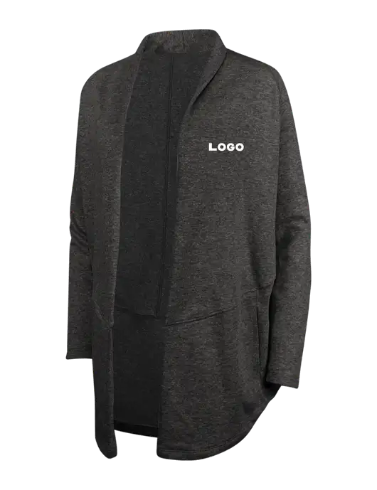 Charcoal Heather/ Medium Heather Grey Womens Interlock Cardigan w/Logo