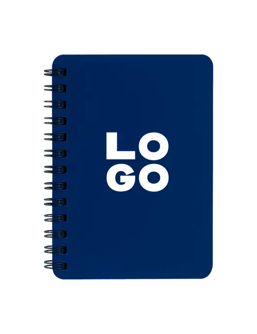 Sturdy Navy Blue Hardcover Notebook, 5.25 x 7 w/Logo