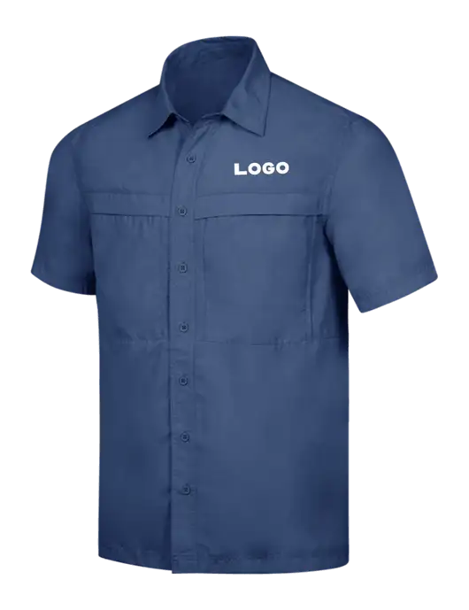 Navy Short Sleeve UV Daybreak Shirt w/Logo