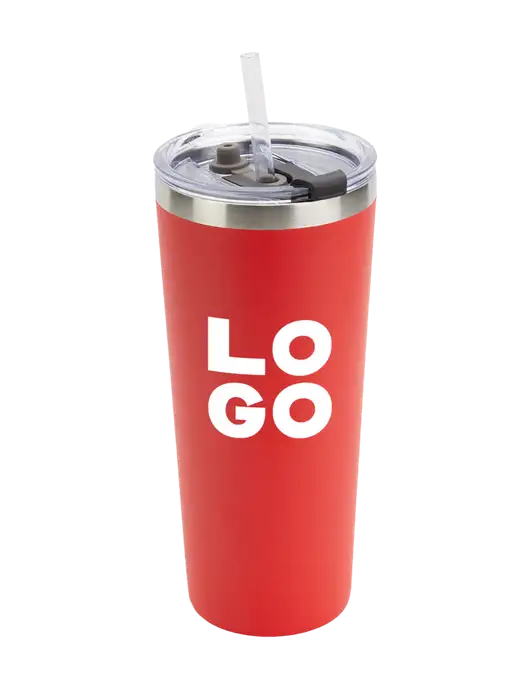 Brighton Red 20 oz Insulated Tumbler & Straw w/Logo