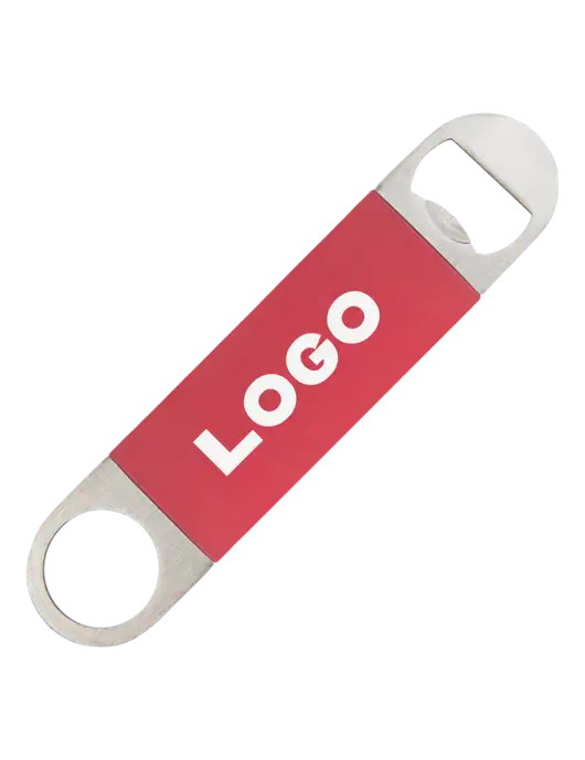 Red Bottle Opener with Silicone Grip w/Logo