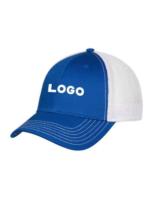 Royal/White Mesh Trucker Cap Snap Back w/Logo