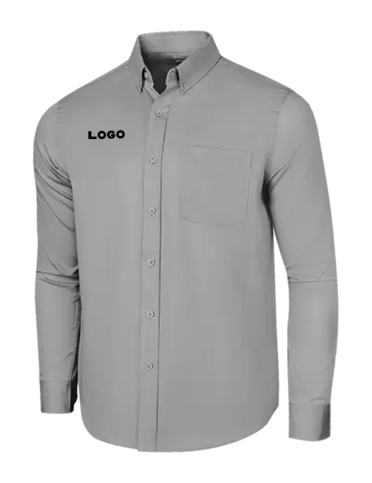 Long Sleeve Light Grey Superpro React Twill Shirt w/Logo