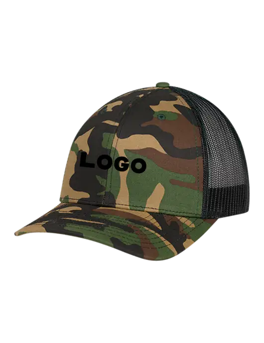Richardson Adjustable Snapback Original 112P Trucker Cap Army Camo/Black  w/Logo