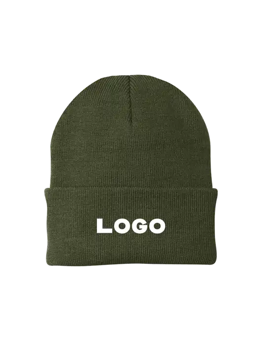 Dark Olive Green Knit Cap w/Logo