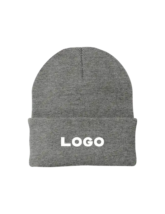 Medium Grey Heather Knit Cap w/Logo