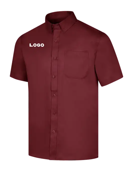 Short Sleeve Maroon Superpro React Twill Shirt w/Logo