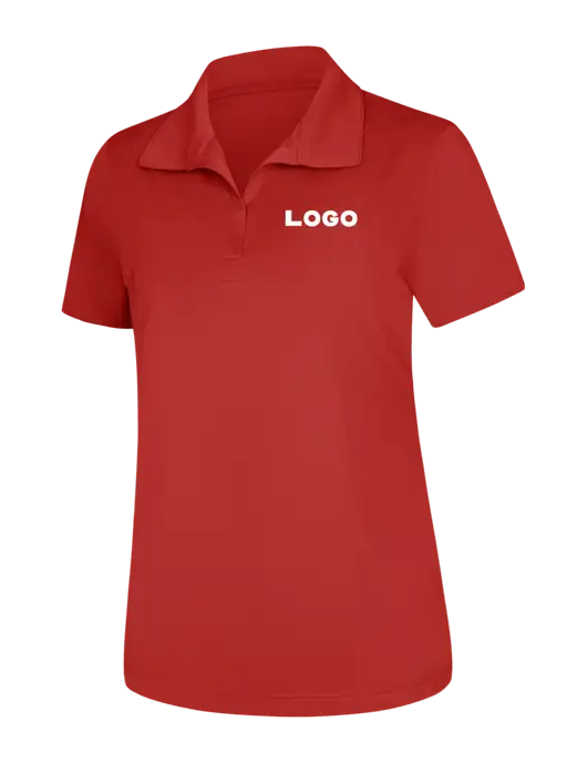 Womens Red Micropique Sport-Wick Polo w/Logo