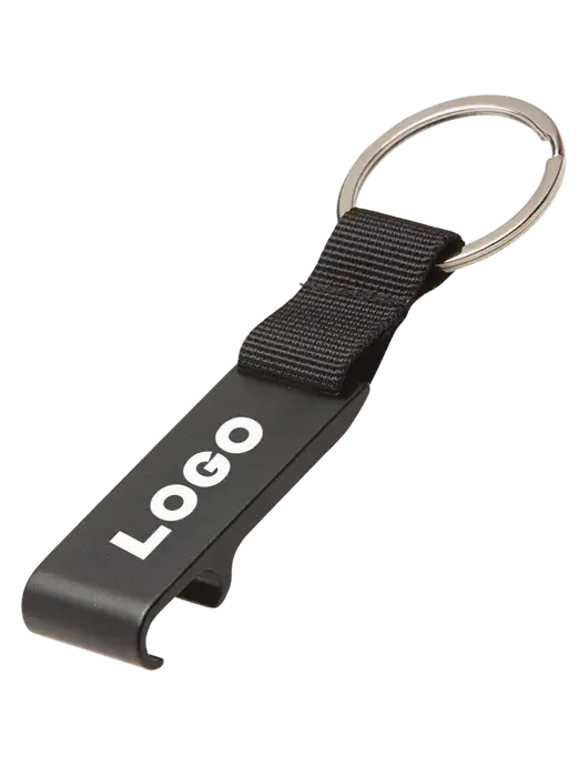 Black Bottle Opener & Key Ring w/Logo