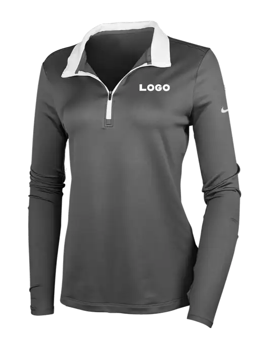 NIKE Dark Grey/White Womens Dry-Fit Stretch 1/2 Zip Cover-Up w/Logo