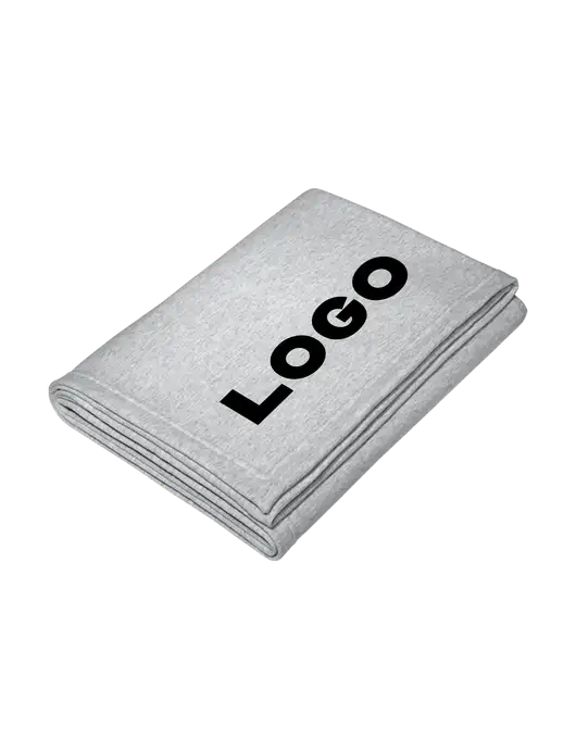 Core Light Grey Heather Fleece Sweatshirt Blanket w/Logo