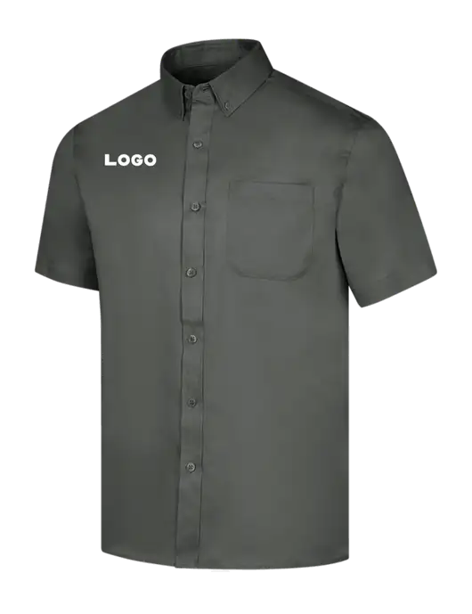 Short Sleeve Dark Grey Superpro React Twill Shirt w/Logo