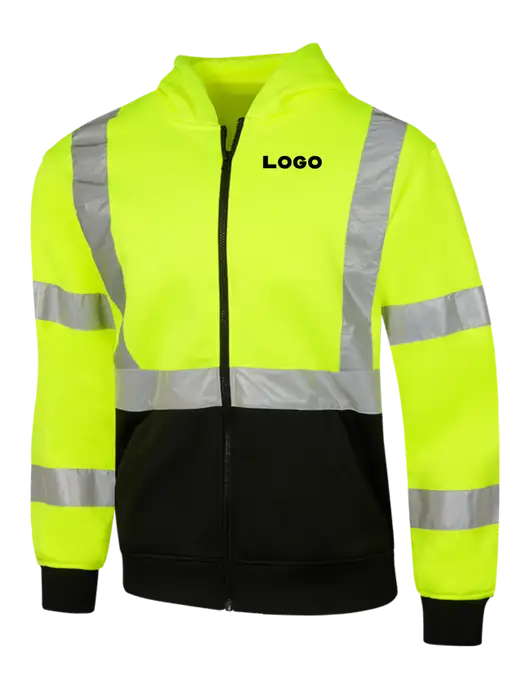 CornerStone Safety Yellow ANSI  107 Class 3 Heavy-Duty Fleece Full-Zip Hoodie w/Logo