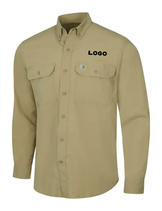 Carhartt Force Dark Tan Solid Long Sleeve Shirt w/Logo