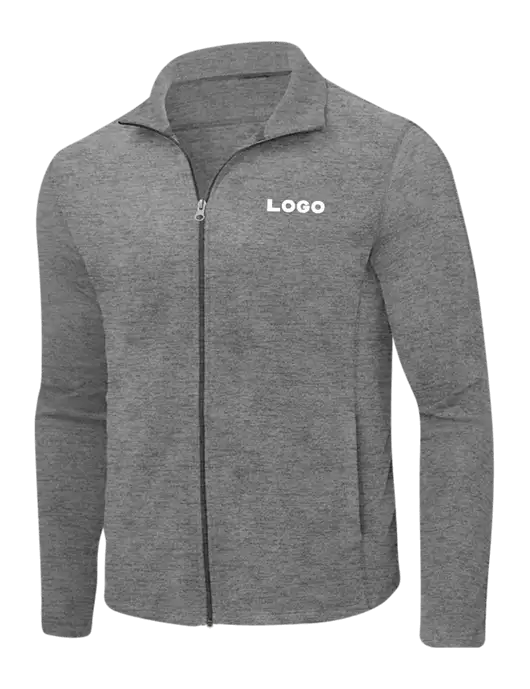 Medium Grey Heather Microfleece Full-Zip Jacket w/Logo