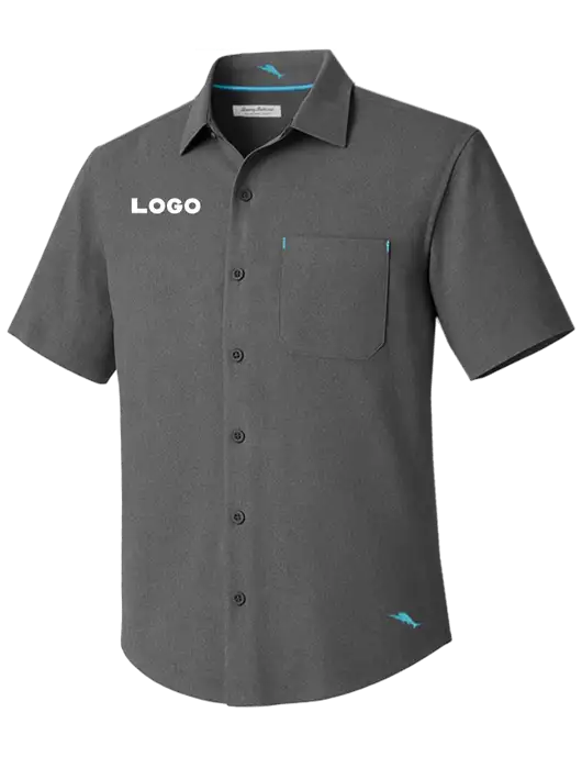 Tommy Bahama Charcoal Sandy Point Short Sleeve Shirt w/Logo