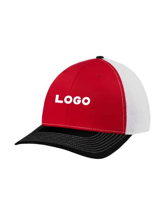 Richardson Adjustable Snapback Original 112 Trucker Cap Black/Red/White Mesh w/Logo